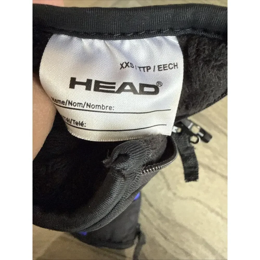 Head KIDS YOUTH Winter Ski Gloves Black Zippered Sides Very Soft Lining XXS